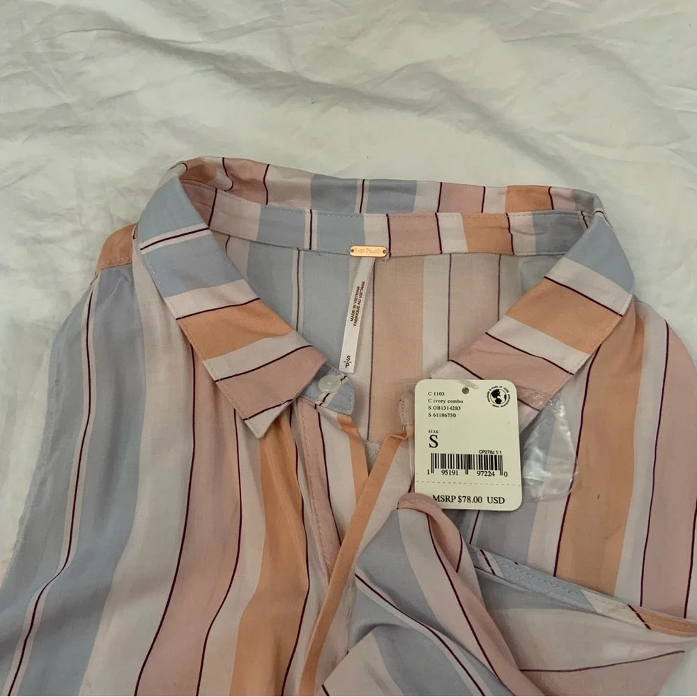 Free People Mackenzie Wrap Button Up Side Tie Top New W/tag XS or Med